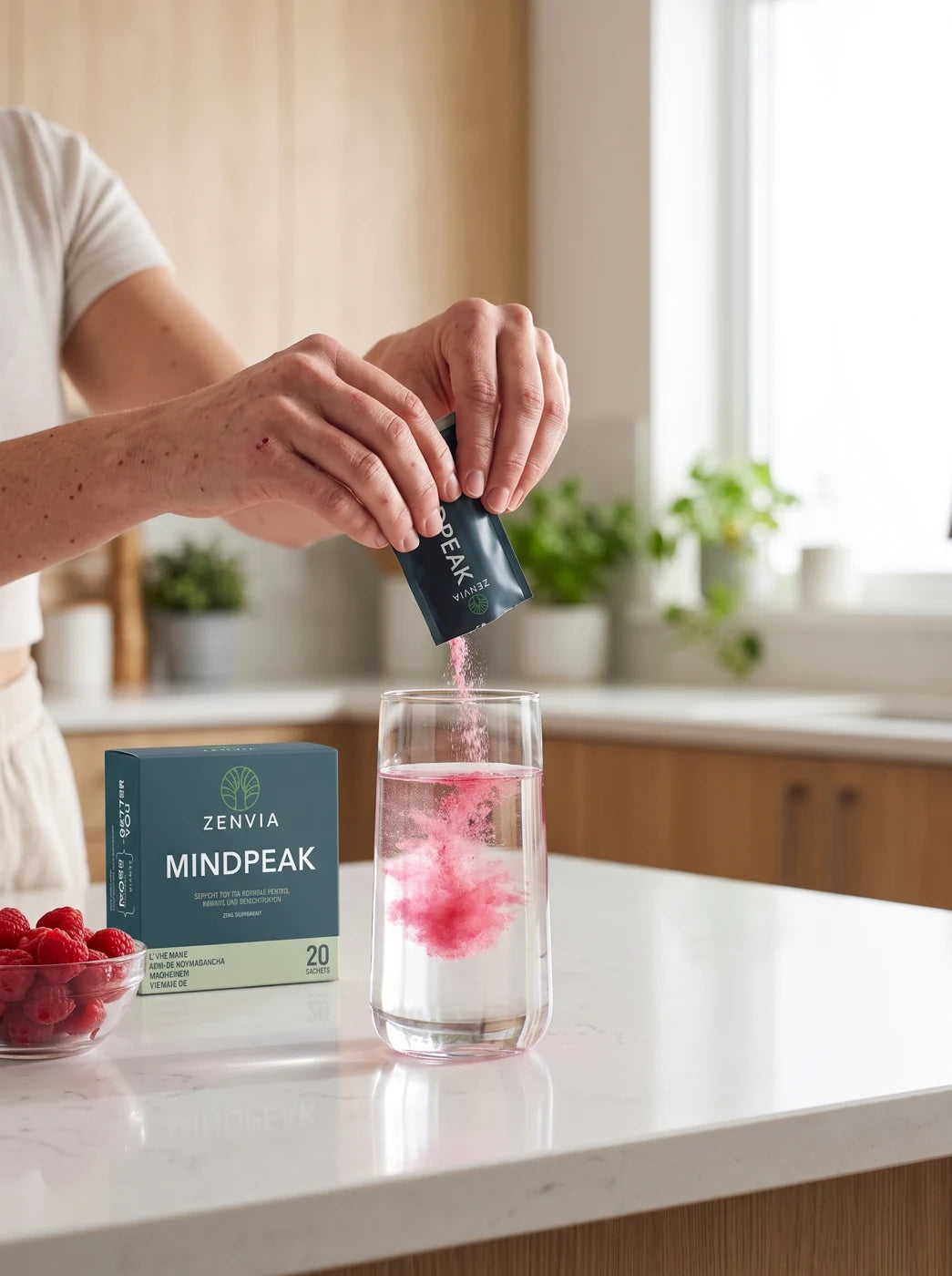 Разтвори едно саше MindPeak в чаша вода